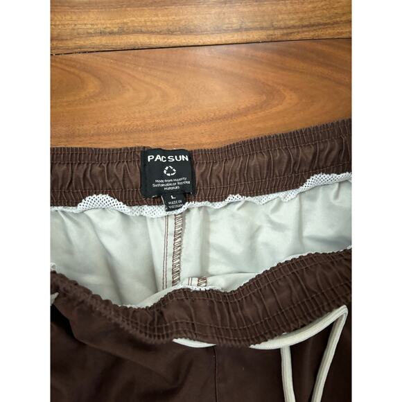 PacSun Vintage style Graphic Swim Trunks - Brown - Men's Large - Picture 3 of 3